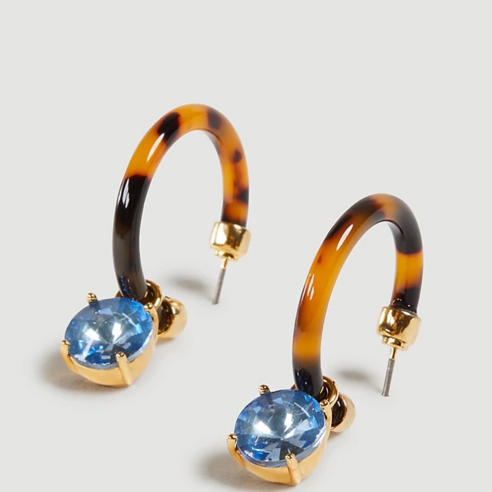 TORTOISESHELL PRINT DROP HOOP EARRINGS